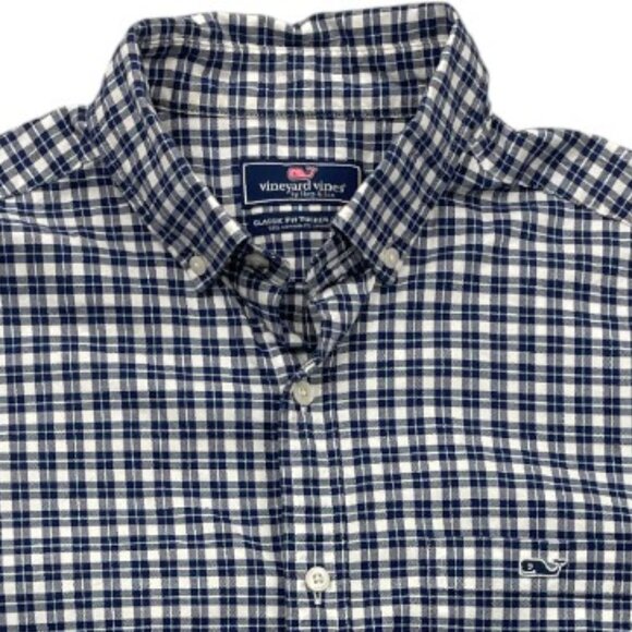 Vineyard Vines Whale Tucker Blue Plaid Button Long Sleeve Cotton Shirt Men's M - Picture 1 of 9